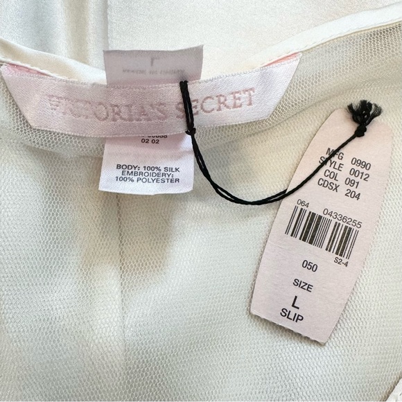 Y2K Victoria’s Secret Silk Ivory Cream Embroidered Vintage Slip Dress NWT L NEW - Picture 5 of 10